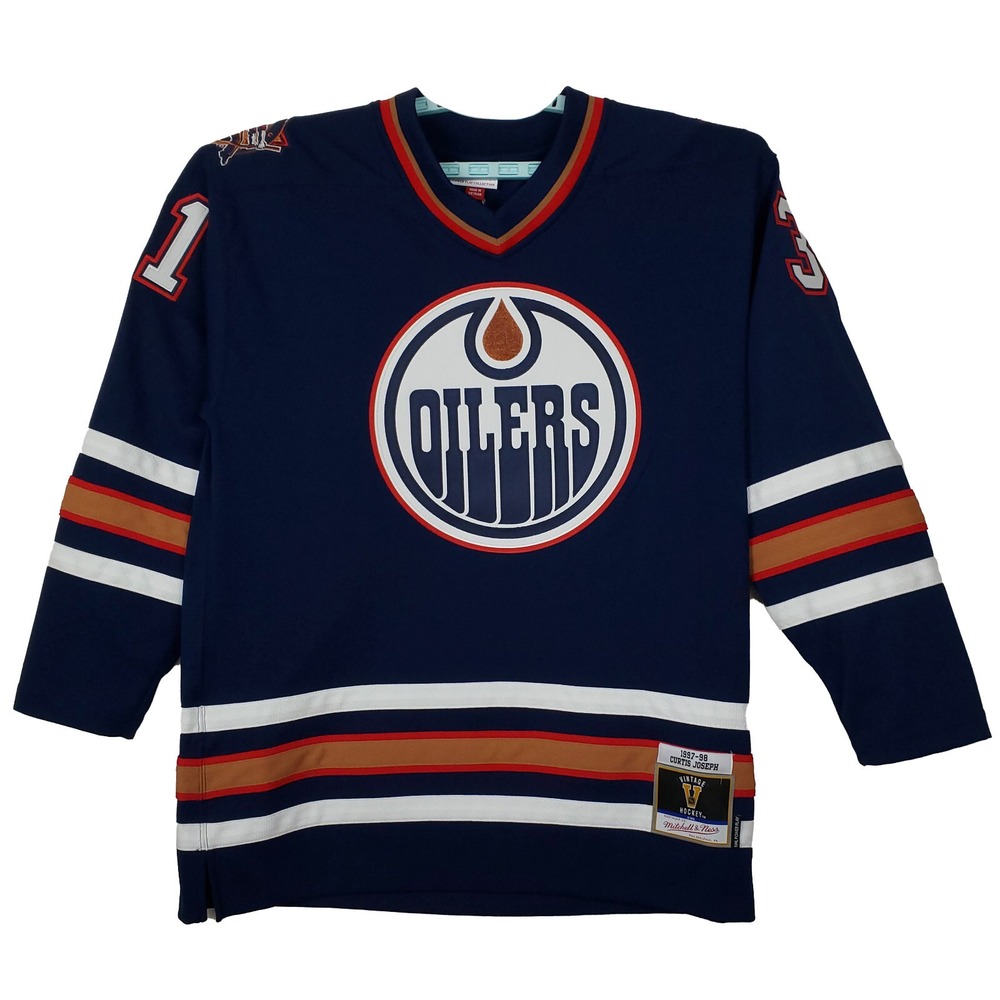 Curtis Joseph Edmonton Oilers Mitchell & Ness NBA Large Jersey‎ Navy #31 NWT